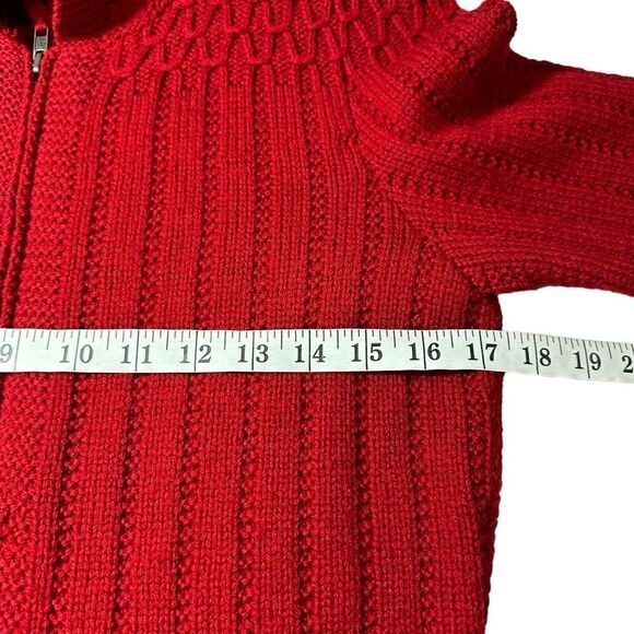 Vintage Lauren Ralph Lauren Hand Knit Red Zip Cardigan Sweater, 2P - Picture 9 of 12